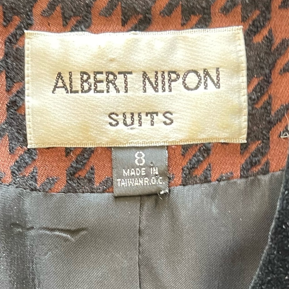 Albert Nipon Suit Vintage 2 Piece Skirt Set Wool Blend brown and black women’s 8 - Picture 7 of 16